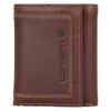 Cartera de cuero de tres pliegues con triple costura