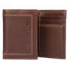 Cartera de cuero de tres pliegues con triple costura