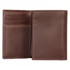 Cartera de cuero de tres pliegues con triple costura