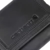 Cartera de cuero de tres pliegues con triple costura