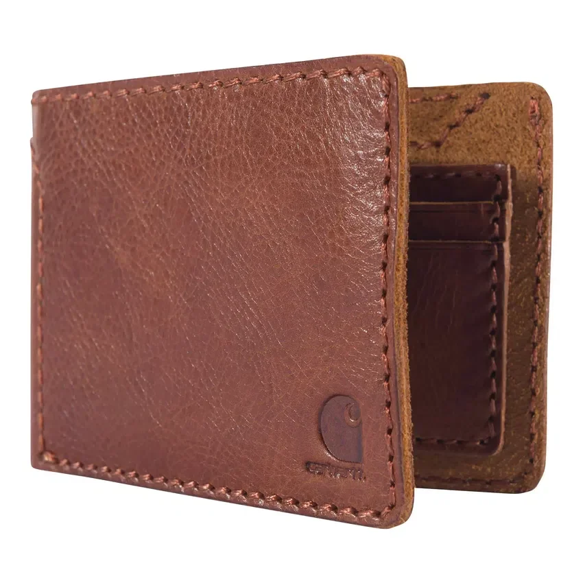 Cartera plegable de cuero patinado