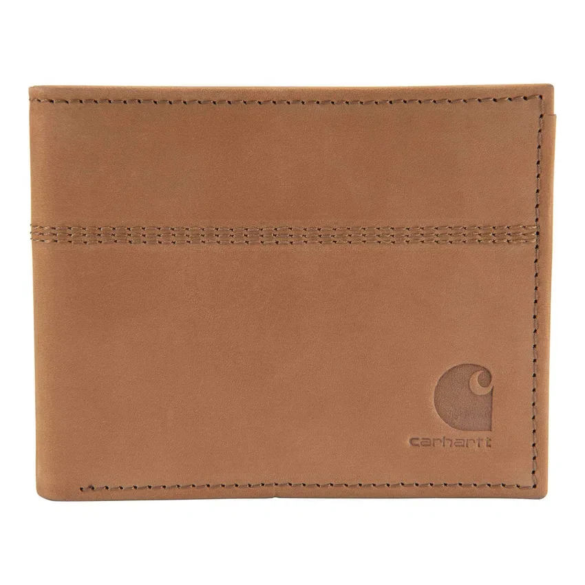 Cartera plegable de dos compartimentos de cuero de silla de montar