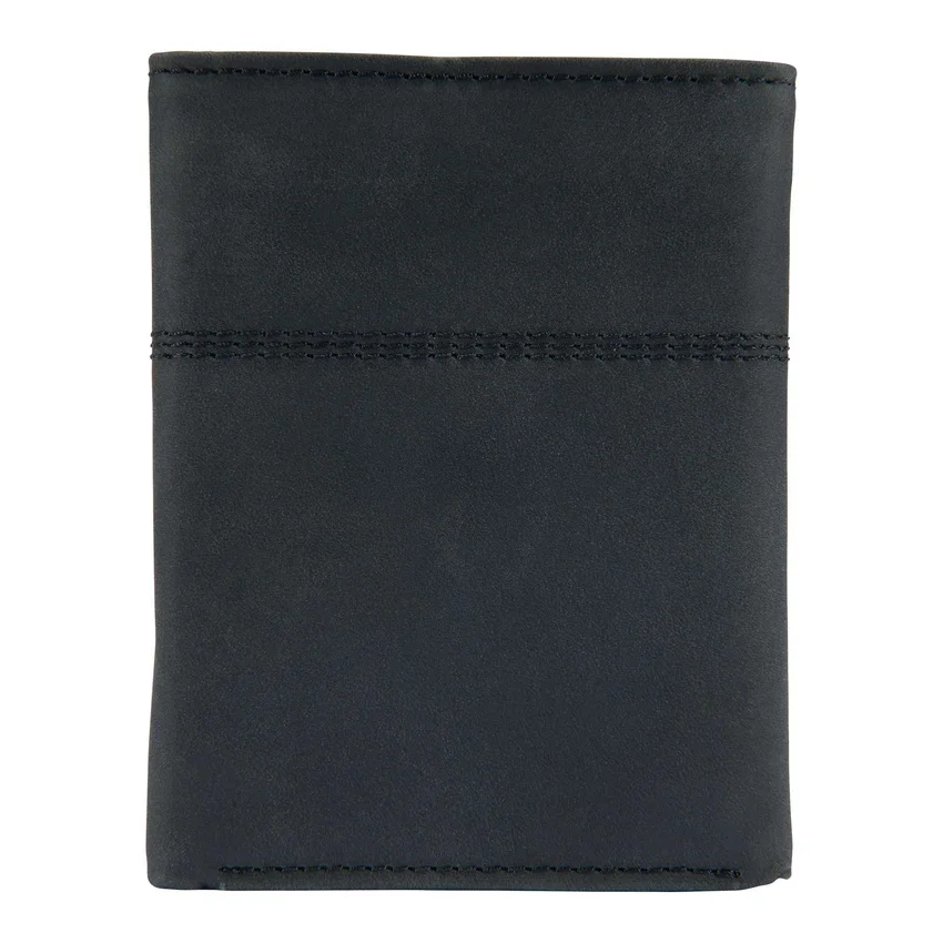 Cartera plegable en tres partes de piel de silla de montar