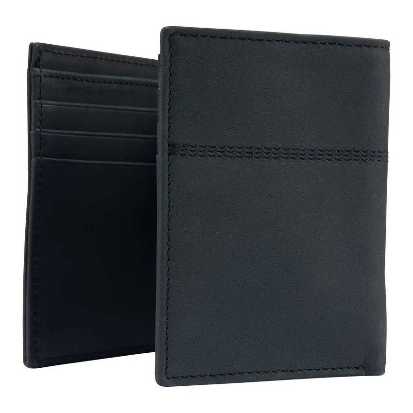 Cartera plegable en tres partes de piel de silla de montar