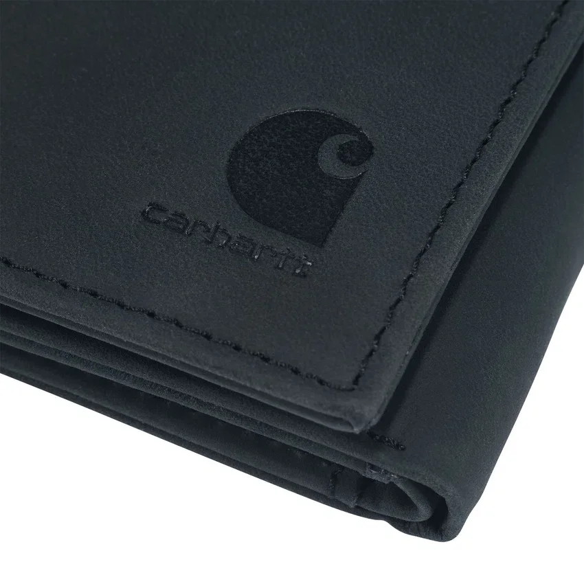Cartera plegable en tres partes de piel de silla de montar