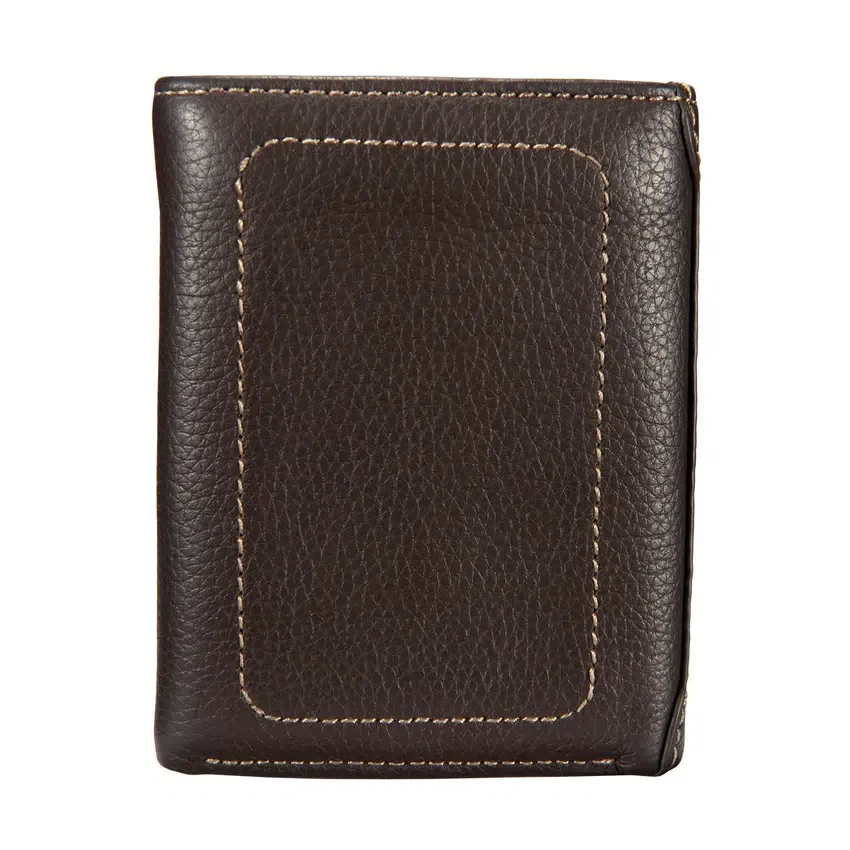 Cartera tríptica de piel granulada