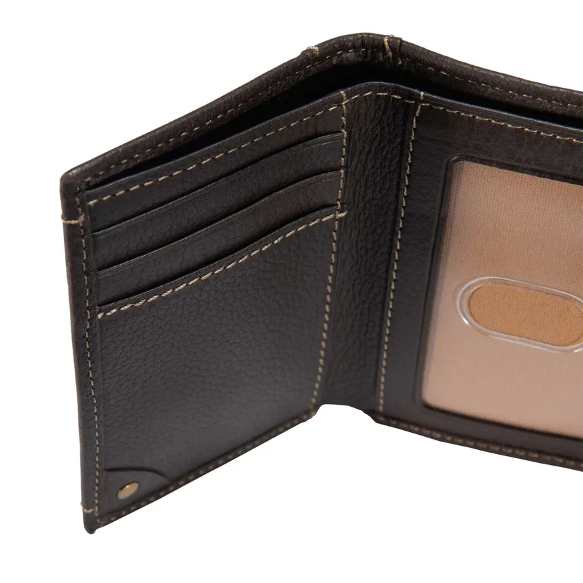 Cartera tríptica de piel granulada