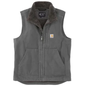 Chaleco de cuello alto para hombre, de Washed Duck y forrado de sherpa