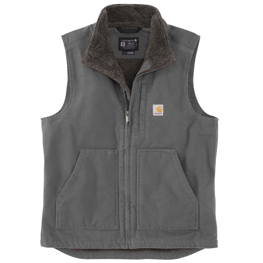 Chaleco de cuello alto para hombre, de Washed Duck y forrado de sherpa