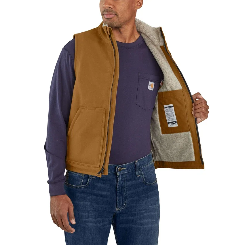 Chaleco de cuello alto para hombre Fr, de tela de pato y forro de sherpa - Chalecos ignífugos