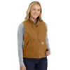Chaleco de cuello alto para mujer, de Washed Duck con forro de sherpa