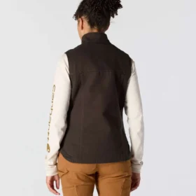 Chaleco de cuello alto para mujer, de Washed Duck con forro de sherpa