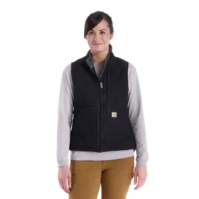 Chaleco de cuello alto para mujer, de Washed Duck con forro de sherpa