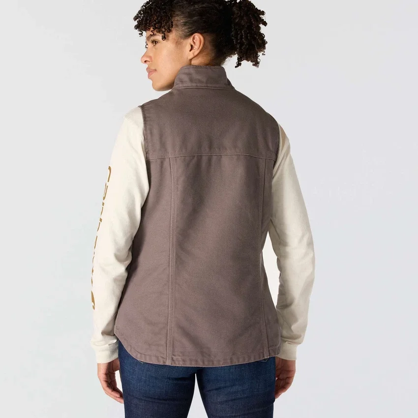 Chaleco de cuello alto para mujer, de Washed Duck con forro de sherpa