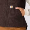 Chaleco de cuello alto para mujer, de Washed Duck con forro de sherpa