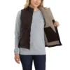 Chaleco de cuello alto para mujer, de Washed Duck con forro de sherpa