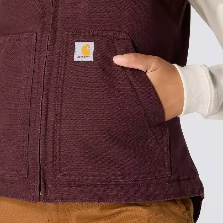 Chaleco de cuello alto para mujer, de Washed Duck con forro de sherpa
