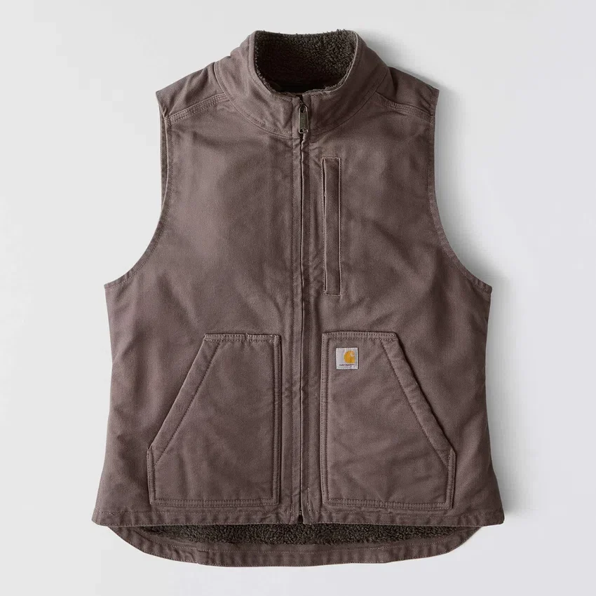 Chaleco de cuello alto para mujer, de Washed Duck con forro de sherpa