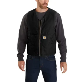 Chaleco resistente de lona Washed Duck con forro de sherpa para hombre