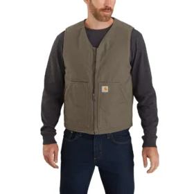 Chaleco resistente de lona Washed Duck con forro de sherpa para hombre