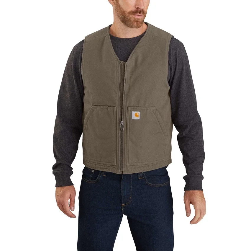 Chaleco resistente de lona Washed Duck con forro de sherpa para hombre