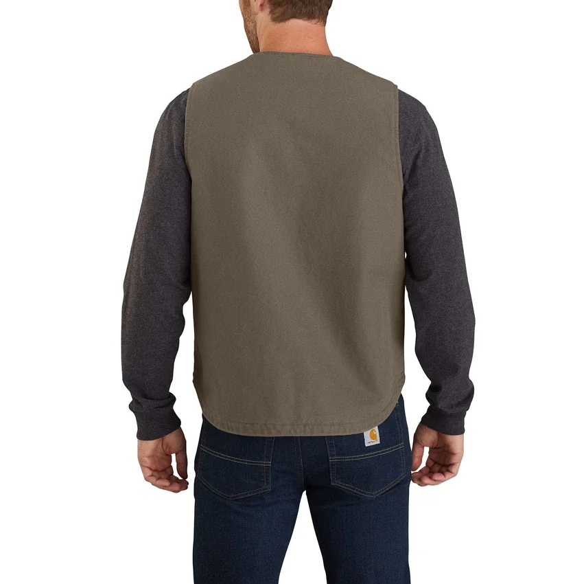 Chaleco resistente de lona Washed Duck con forro de sherpa para hombre