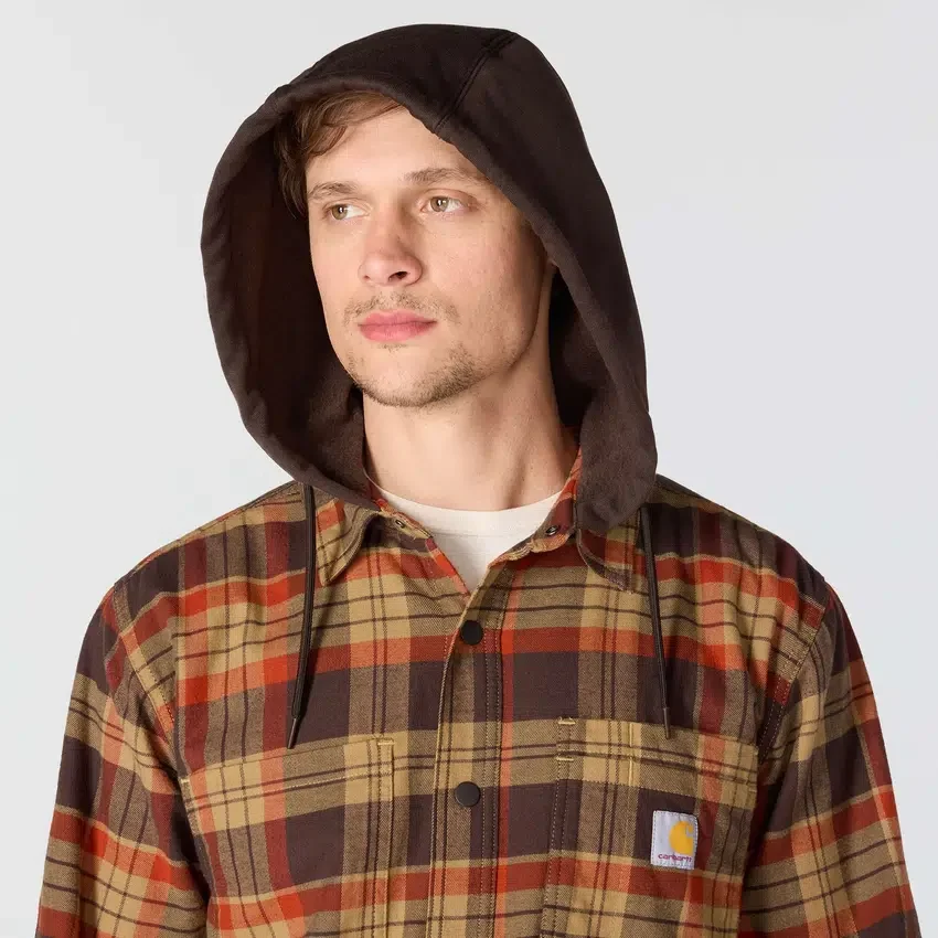 Chaqueta de camisa a cuadros con capucha Hamilton de corte holgado para hombre - Chaquetas de camisa para hombre