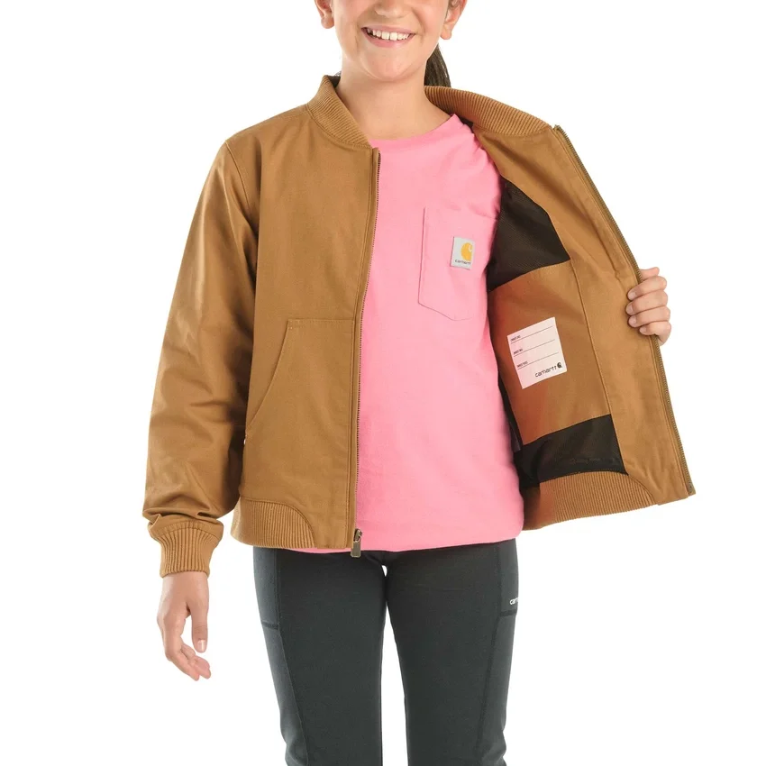 Chaqueta de lona Rugged Flex® de manguitos largos para niña (niños/jóvenes)