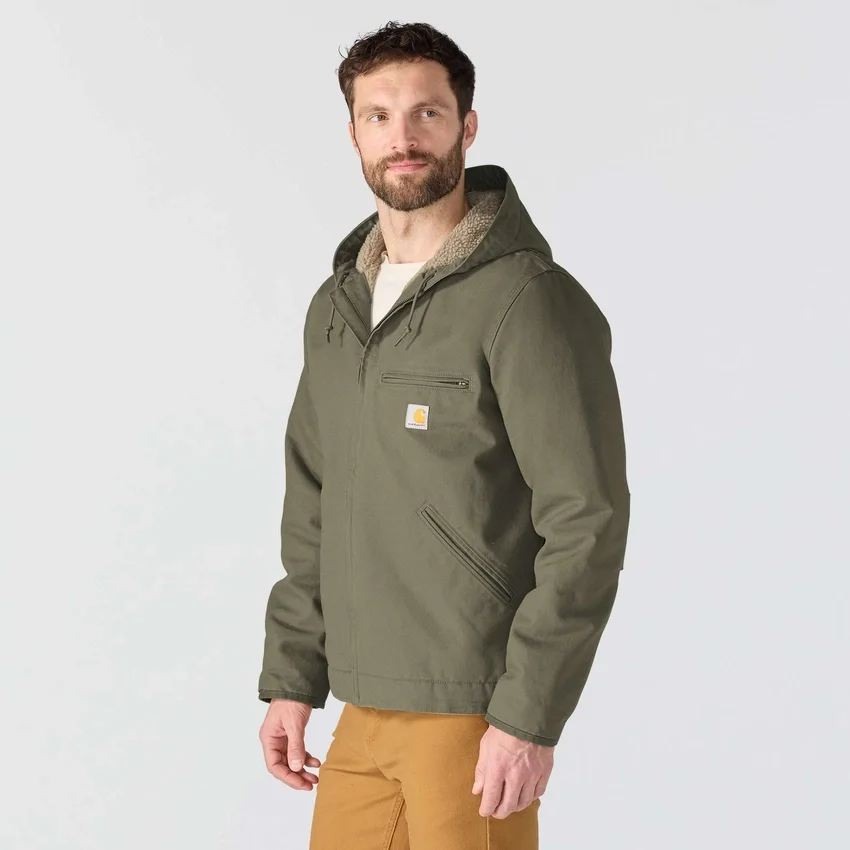 Chaqueta para hombre Washed Duck de lona lavada con forro de sherpa