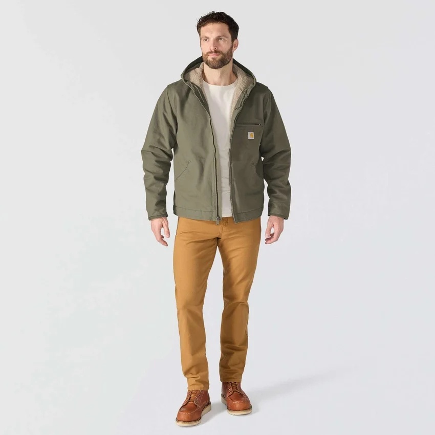 Chaqueta para hombre Washed Duck de lona lavada con forro de sherpa