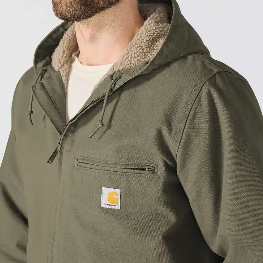 Chaqueta para hombre Washed Duck de lona lavada con forro de sherpa