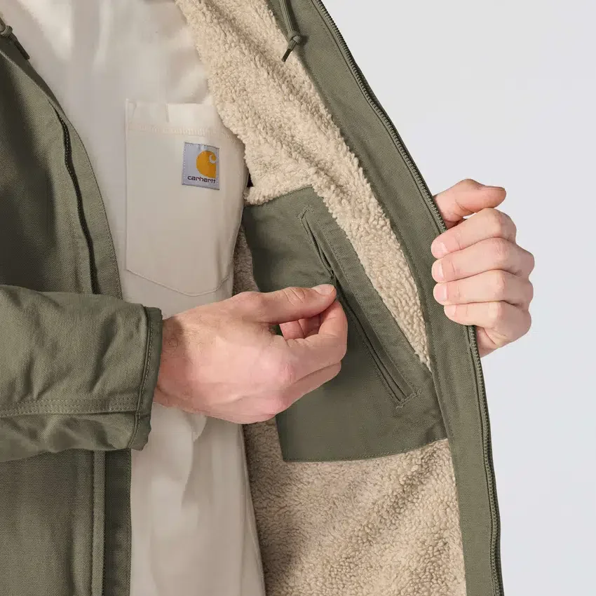 Chaqueta para hombre Washed Duck de lona lavada con forro de sherpa