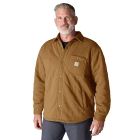 Chaqueta tipo camisa acolchada de corte holgado y peso grueso con cierre de botones a presión Rain Defender®