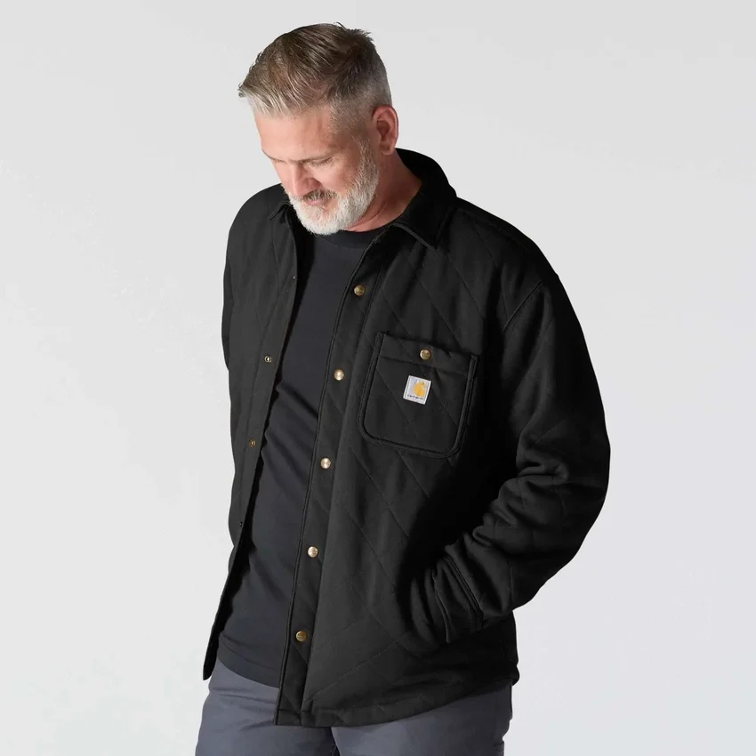 Chaqueta tipo camisa acolchada de corte holgado y peso grueso con cierre de botones a presión Rain Defender®
