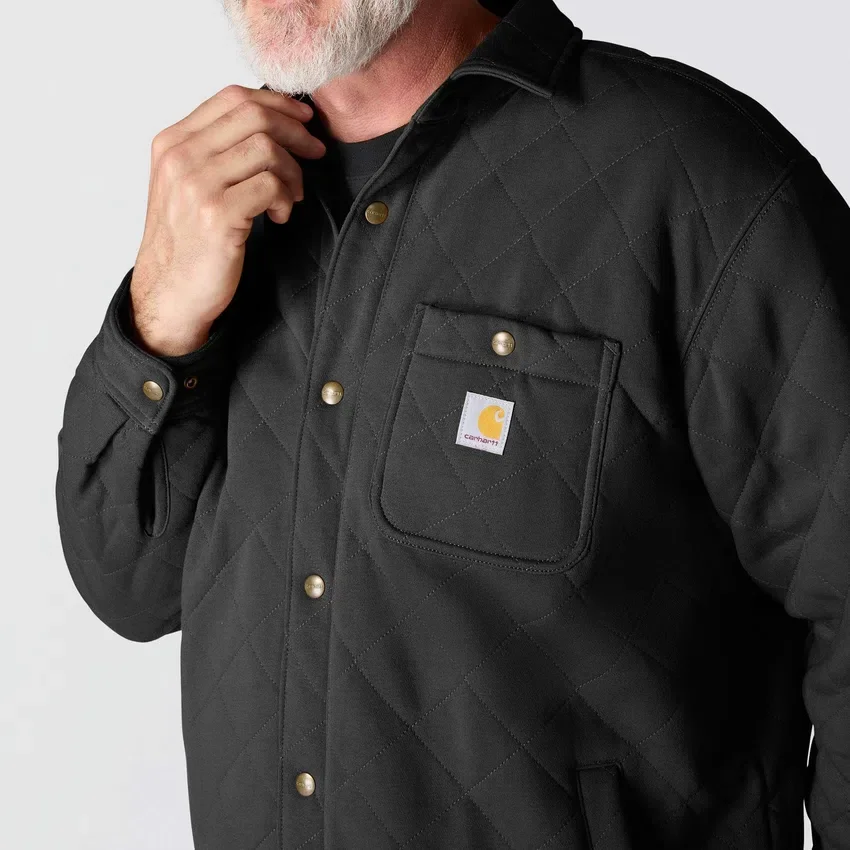Chaqueta tipo camisa acolchada de corte holgado y peso grueso con cierre de botones a presión Rain Defender®
