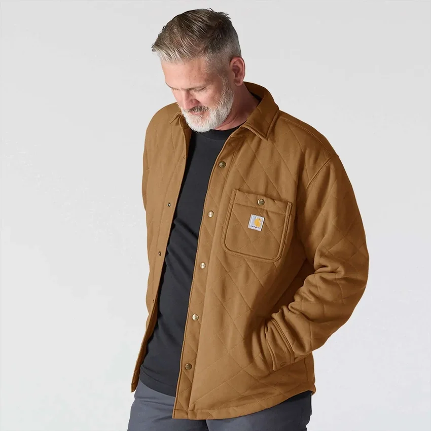 Chaqueta tipo camisa acolchada de corte holgado y peso grueso con cierre de botones a presión Rain Defender®