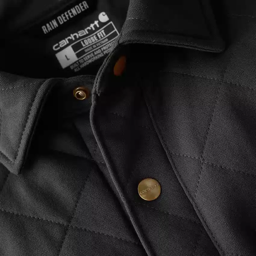 Chaqueta tipo camisa acolchada de corte holgado y peso grueso con cierre de botones a presión Rain Defender®