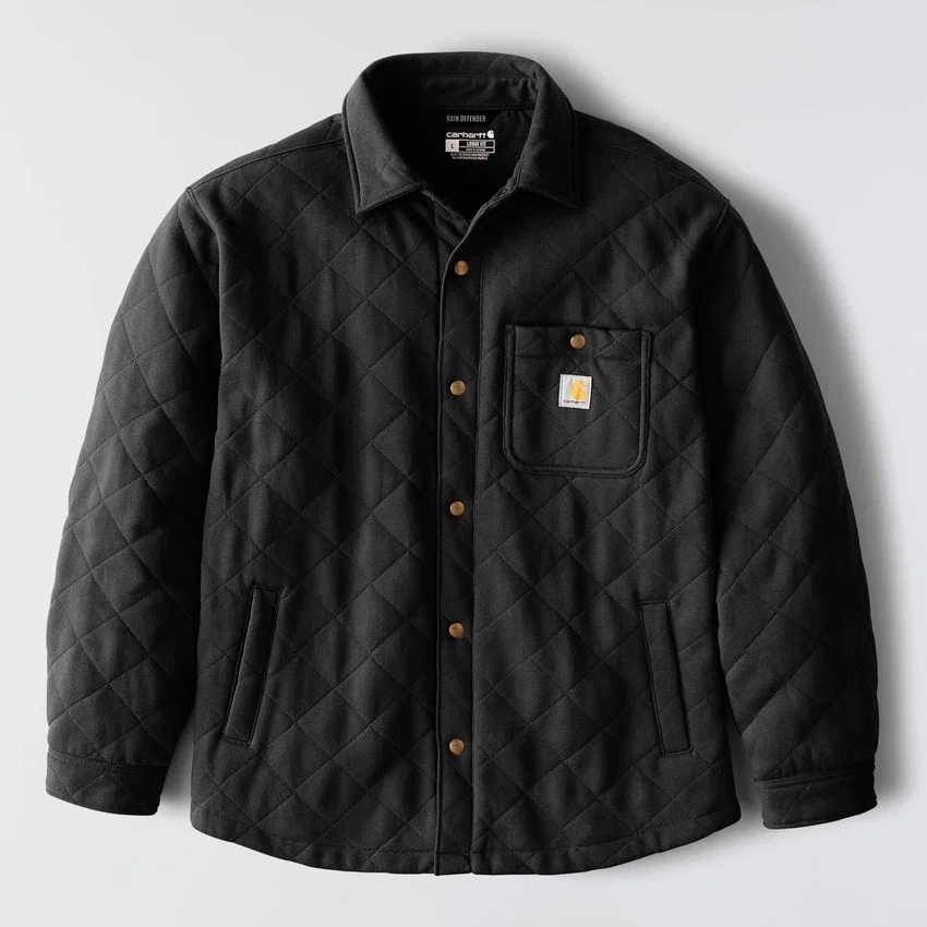 Chaqueta tipo camisa acolchada de corte holgado y peso grueso con cierre de botones a presión Rain Defender®