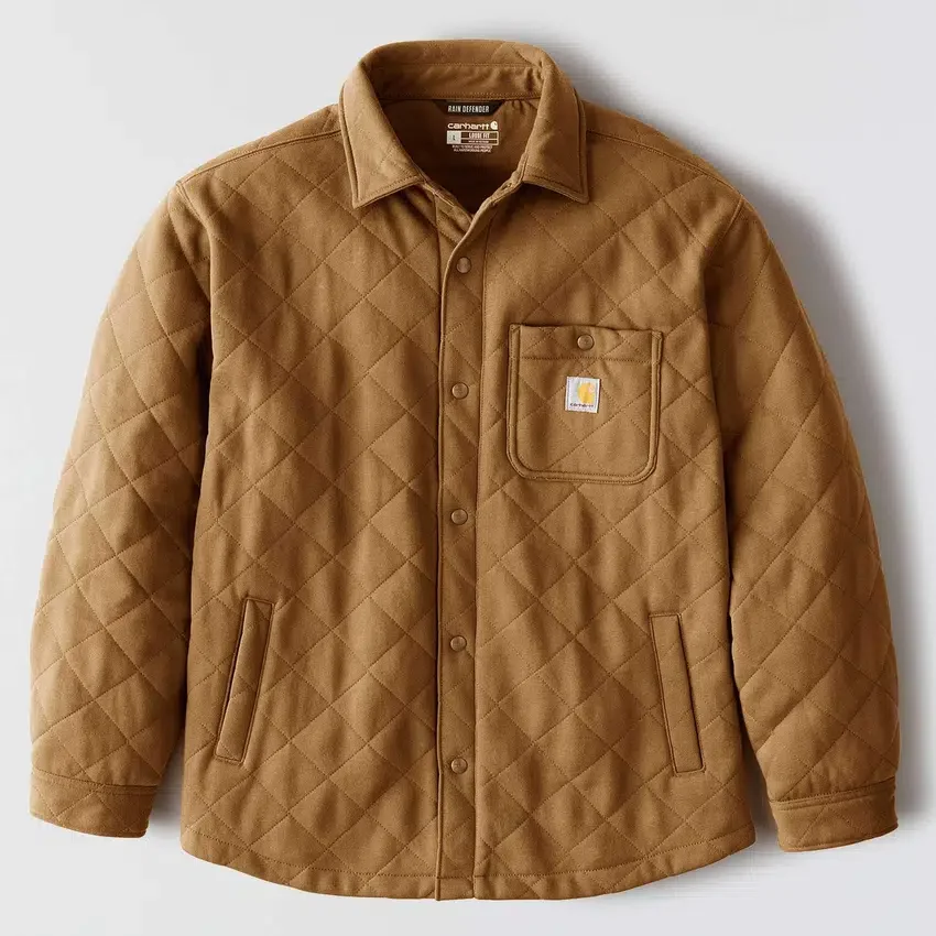 Chaqueta tipo camisa acolchada de corte holgado y peso grueso con cierre de botones a presión Rain Defender®