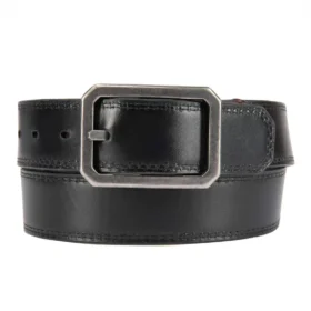 Cinturón de cuero con hebilla central reversible