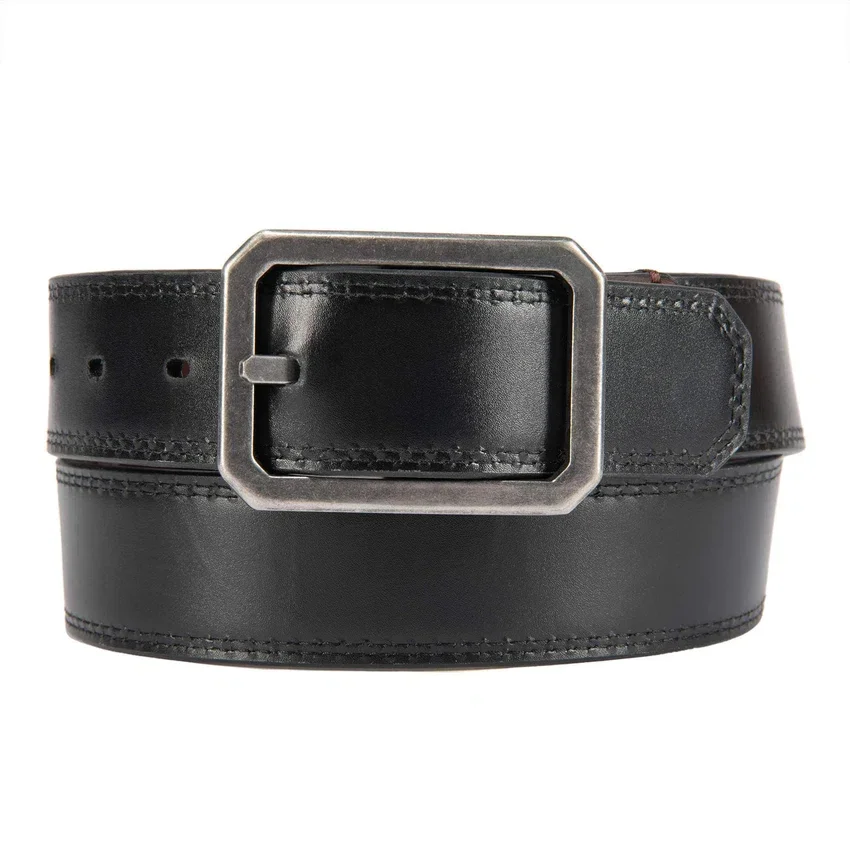Cinturón de cuero con hebilla central reversible