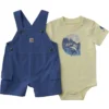 Conjunto de 2 piezas para niño: body con manguitos cortos y petos cortos con bolsillos tipo cargo (bebé)