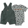Conjunto de 2 piezas para niño: body con manguitos cortos y petos cortos con bolsillos tipo cargo (bebé)