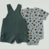 Conjunto de 2 piezas para niño: body con manguitos cortos y petos cortos con bolsillos tipo cargo (bebé)