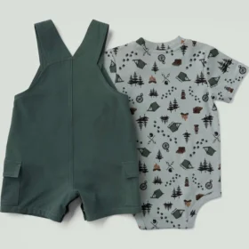 Conjunto de 2 piezas para niño: body con manguitos cortos y petos cortos con bolsillos tipo cargo (bebé)