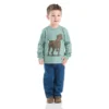 Conjunto de 2 piezas para niño: camiseta con manguitos y estampado de perro y pantalones vaqueros (niños pequeños)