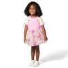 Conjunto de dos piezas para niñas: camiseta con manguitos cortos y jersey estampado (niñas pequeñas)