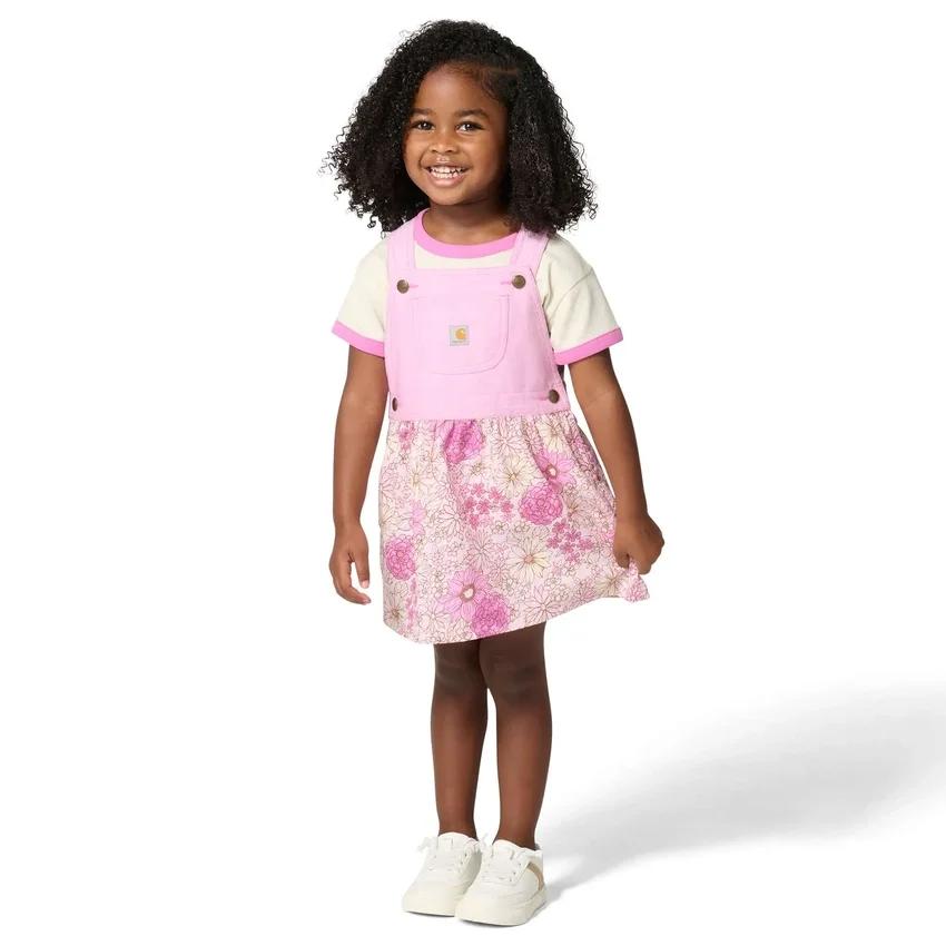 Conjunto de dos piezas para niñas: camiseta con manguitos cortos y jersey estampado (niñas pequeñas)