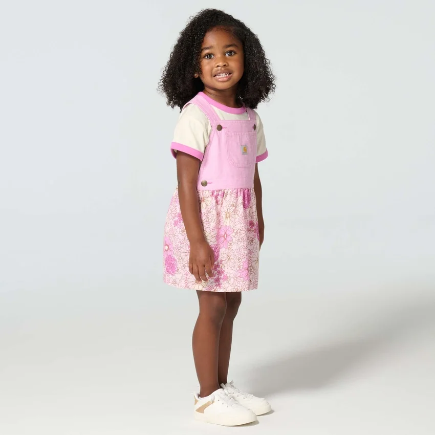 Conjunto de dos piezas para niñas: camiseta con manguitos cortos y jersey estampado (niñas pequeñas)