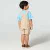 Conjunto de dos piezas para niño: camiseta de manguitos cortos y peto corto de rayas marrones (niños pequeños)